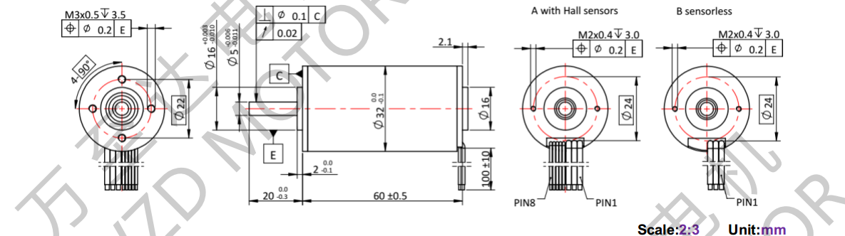 OT-ECS3260无槽无刷直流电机-空心杯电机-万至达电机
