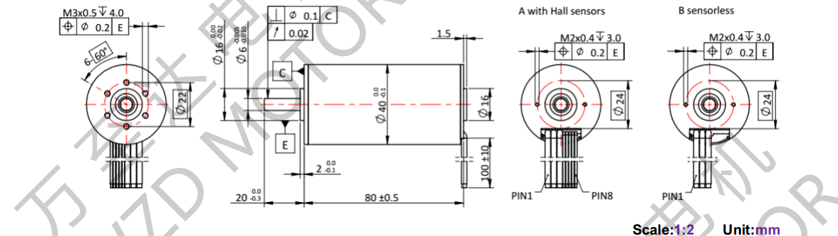 OT-ECS4080无槽无刷直流电机-空心杯电机-万至达电机