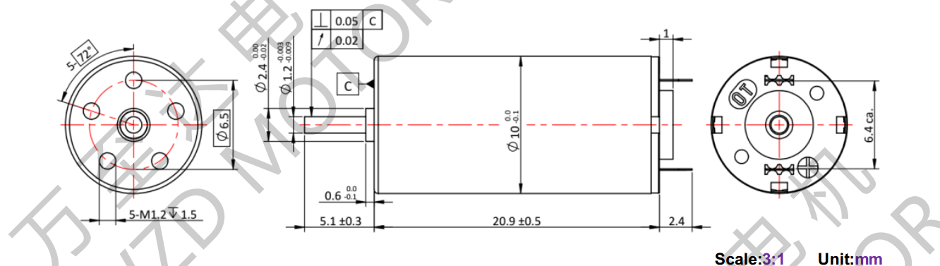 OT-CM1020石墨刷空心杯电机-万至达电机