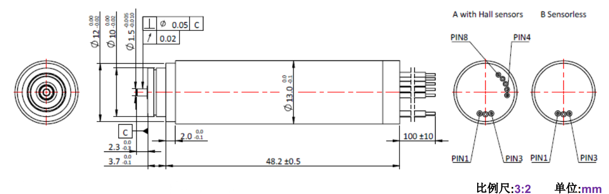 ECS-4P 1348 2对极空心杯无刷电机-万至达电机