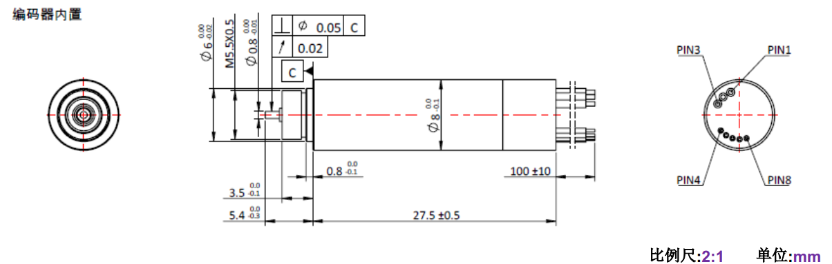 ECS 0828 内置编码器空心杯电机-万至达电机